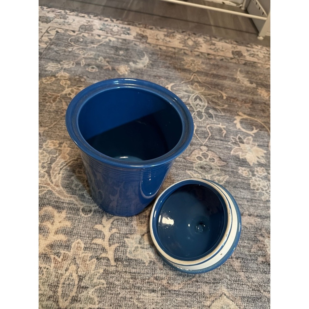 Fiesta Ware Lapis Blue Canister Crock Utensil Holder - Picture 3 of 5